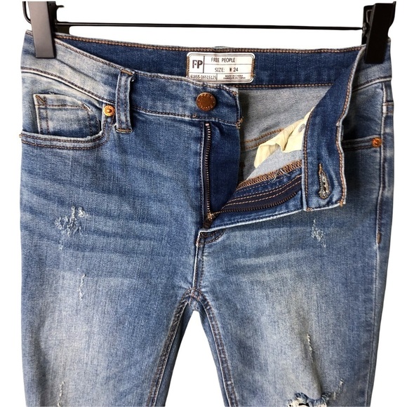Free People Great Heights Frayed Skinny Jeans Size 24 OB661483 Raw Hem - Picture 6 of 13